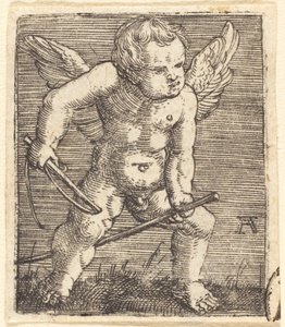 Okřídlený Genii s Hobby koněm a bičem od Albrecht Altdorfer