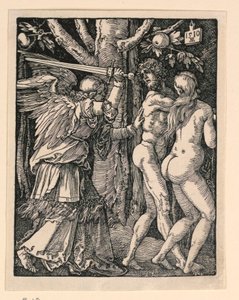Adam a Eva vyhnáni z ráje, ze série Malá vášeň od Albrecht Dürer