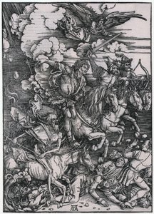 Apokalyptičtí jezdci, III. postava, list 5 ze série „Apokalypsa“ od Albrecht Dürer