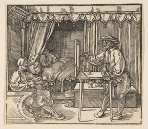 Umělec kreslící portrét muže.a.n.d. od Albrecht Dürer