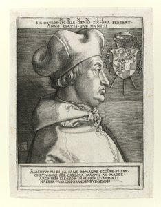Kardinál Albert Braniborský, 1523 od Albrecht Dürer