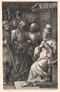 Kristus před Kaifášem, z knihy Ryté pašije od Albrecht Dürer