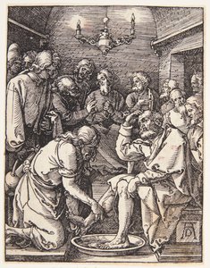 Kristus umývá svatému Petrovi nohy od Albrecht Dürer