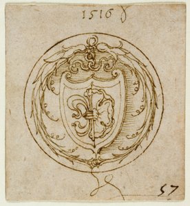 Návrh ozdoby nebo pečetního prstenu se znakem Lazara Spenglera od Albrecht Dürer