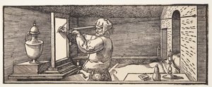 Kreslíř kreslící vázu od Albrecht Dürer