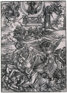 Boj andělů, VII. postava, list 9 ze série „Apokalypsa“ od Albrecht Dürer