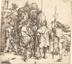 Pět vojáků a Turek na koni od Albrecht Dürer