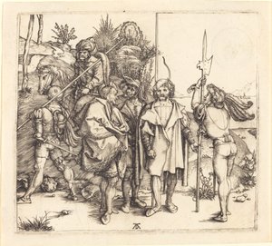 Pět vojáků a Turek na koni od Albrecht Dürer