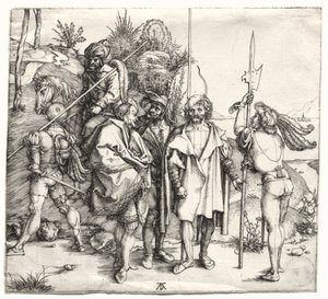 Pět vojáků a Turek na koni od Albrecht Dürer