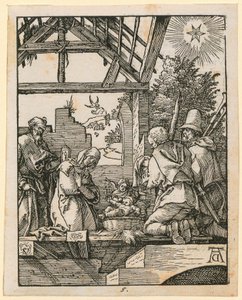 Narození Krista, list 5 ze série „Malé dřevořezové pašije“ od Albrecht Dürer