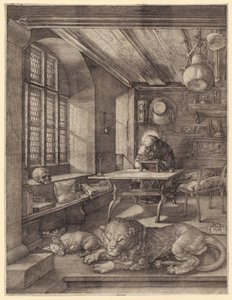 Svatý Jeroným v vitríně od Albrecht Dürer