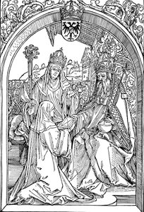 Hrotsvitha představuje svou knihu císaři Otovi I., 1501 1906 od Albrecht Dürer