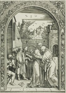 Joachim a Svatá Anna se setkávají u Zlaté brány z filmu Život Panny Marie od Albrecht Dürer