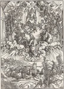 Jana před Bohem Otcem a staršími, z epizody Apokalypsy. 1496 od Albrecht Dürer