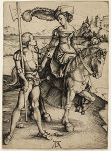 Dáma na koni a Landsknecht od Albrecht Dürer