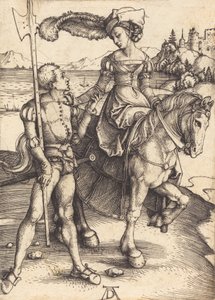 Dáma na koni a Lansquenet, c. 1497. od Albrecht Dürer