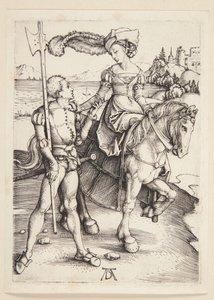 Dáma na koni a lansquenet od Albrecht Dürer