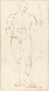 Mužský akt drží zrcadlo [recto] od Albrecht Dürer