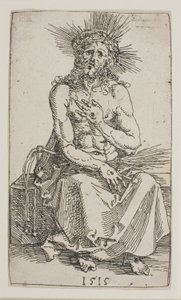 Muž smutku, sedící od Albrecht Dürer
