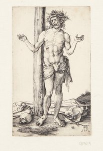Muž bolesti se zdviženýma rukama od Albrecht Dürer