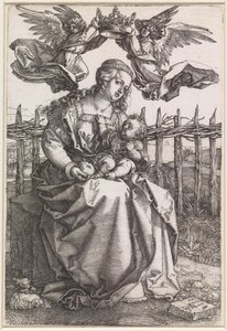 Marie s dítětem, korunovaná dvěma anděly od Albrecht Dürer