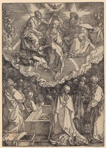 Nanebevzetí Panny Marie a její korunovace, list 19 ze série „Život Panny Marie“ od Albrecht Dürer