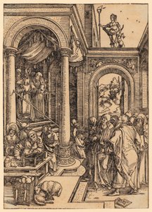 Poutní cesta Panny Marie do chrámu, list č. 6 ze série „Život Panny Marie“ od Albrecht Dürer
