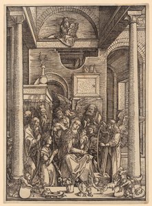Úcta k Panně Marii, list č. 20 ze série „Život Panny Marie“ od Albrecht Dürer