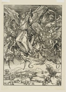 Michael a jeho andělé bojují s drakem od Albrecht Dürer