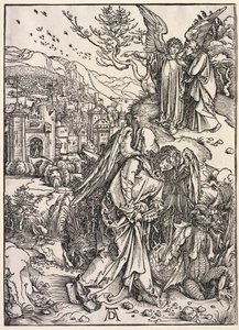 Zjevení svatého Jana: Anděl s klíčem od bezedné jámy od Albrecht Dürer