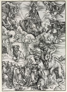 Zjevení svatého Jana: Bestie s beraními rohy, 1511. od Albrecht Dürer