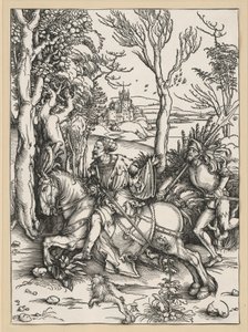 Rytíř na koni a lancknecht od Albrecht Dürer