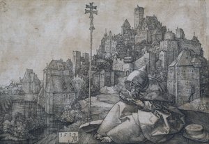 Svatý Antonín před městem, 1519 od Albrecht Dürer