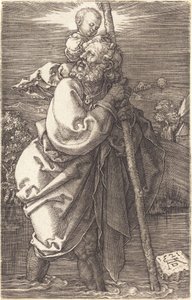 Svatý Kryštof tváří vlevo od Albrecht Dürer
