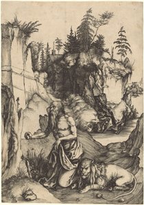 Svatý Jeroným kajícník v poušti od Albrecht Dürer