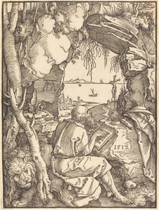 Svatý Jeroným v jeskyni od Albrecht Dürer