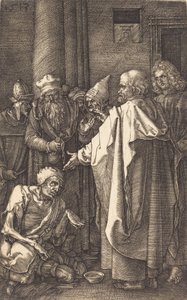Svatý Petr a svatý Jan uzdravující mrzáka u brány chrámu, 1513. od Albrecht Dürer