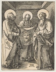 Svatá Veronika mezi svatými Petrem a Pavlem, z Malých pašijí, 1510. od Albrecht Dürer