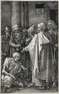 Svatí Petr a Jan uzdravují chromého u chrámové brány od Albrecht Dürer