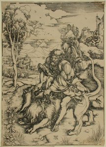 Samson bojující se lvem od Albrecht Dürer