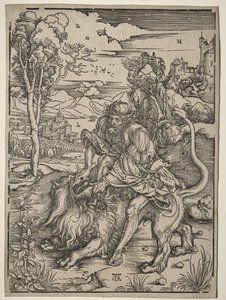 Samson zabíjí lva od Albrecht Dürer