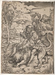 Samson Killing the Lion, c. 1496-1497. od Albrecht Dürer