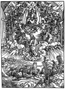 Scéna z Apokalypsy, Svatý Jan před Bohem Otcem a čtyřiadvaceti staršími, 1498, 1936. od Albrecht Dürer