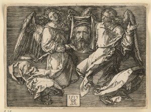 Rouška svaté Veroniky, držená dvěma anděly od Albrecht Dürer