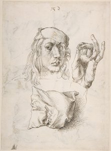 Autoportrét, Studie ruky a polštáře od Albrecht Dürer