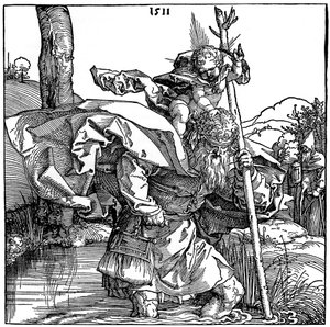 Svatý Kryštof nesoucí Jezulátko, 1511, 1936 od Albrecht Dürer