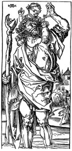 Svatý Kryštof nesoucí Jezulátko, 1525, 1936 od Albrecht Dürer