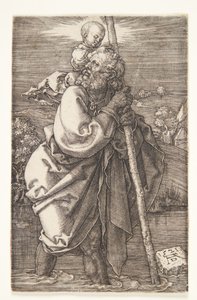Svatý Kryštof obrácený doleva od Albrecht Dürer
