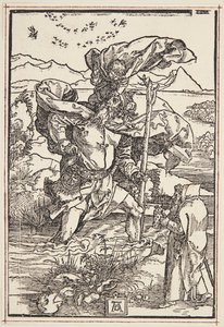 Svatý Kryštof v divočině s letem ptáků od Albrecht Dürer