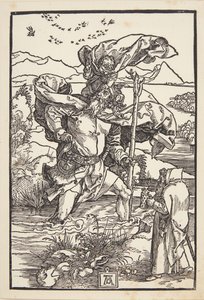 Svatý Kryštof v divočině s letem ptáků od Albrecht Dürer